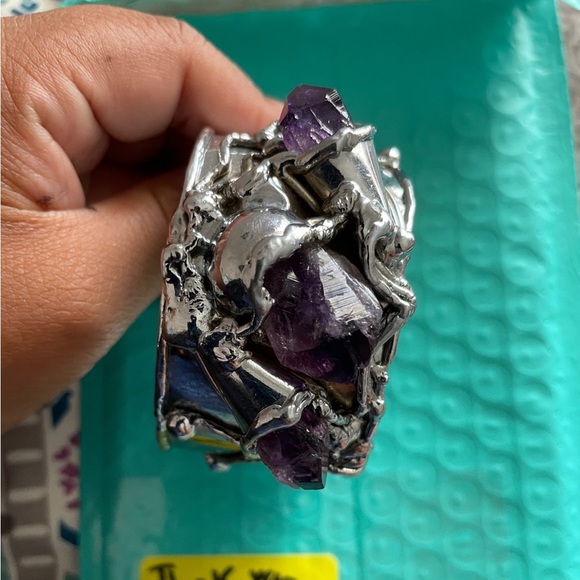 SOLD Amethyst Sterling Silver Bracelet Giant (Read description) - Picture 2 of 6